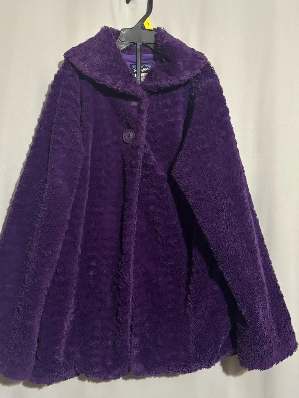 Patagonia Purple Pelage Faux Fur Button-Up Girl’s L (12) Fleece Coat
